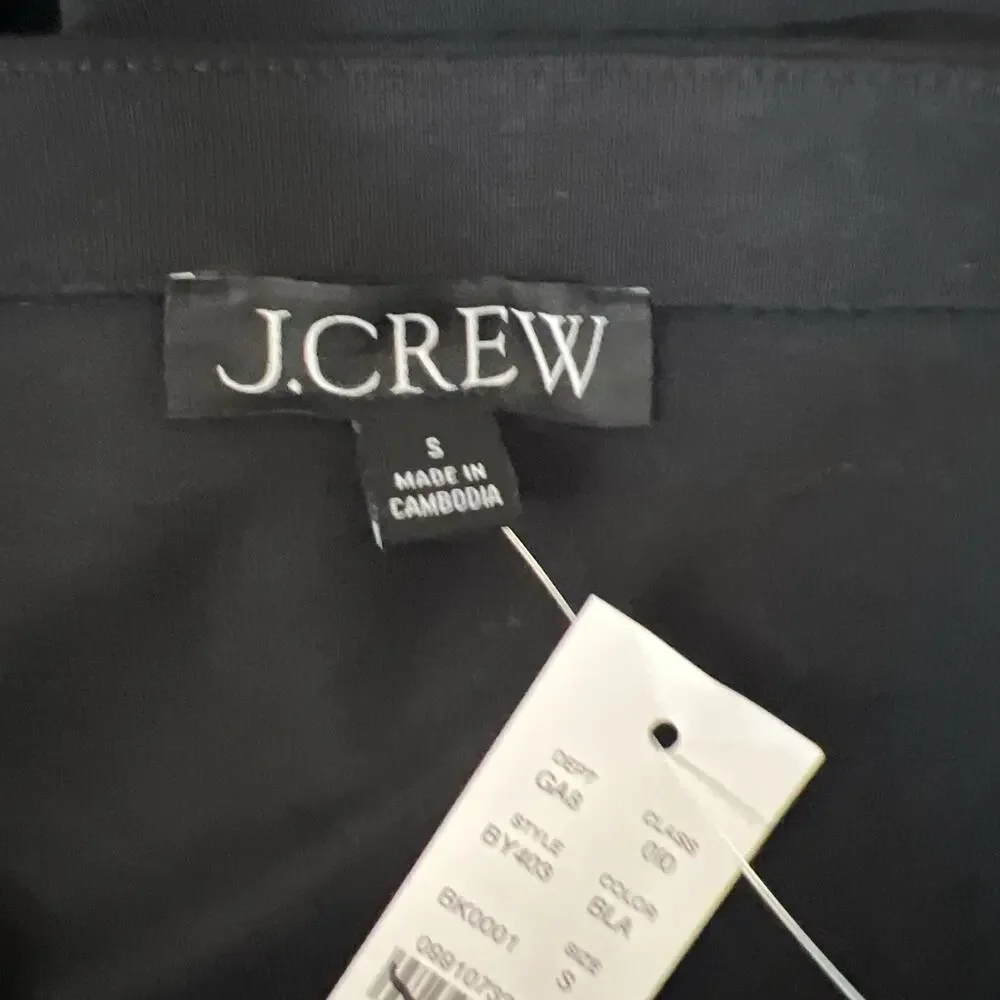 J.Crew Womens Small Black Boxy Boat Neck Short Sleeve Cotton Pullover Shirt Top